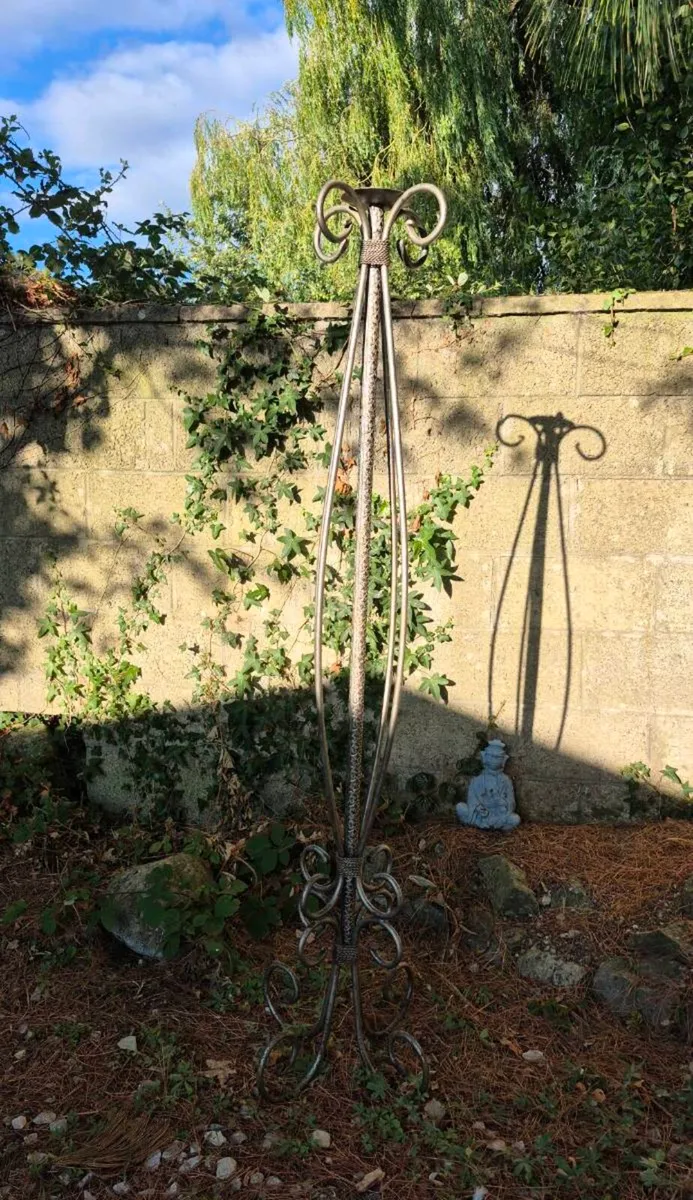 Antique wrought iron floor heavy lamp base - Image 1