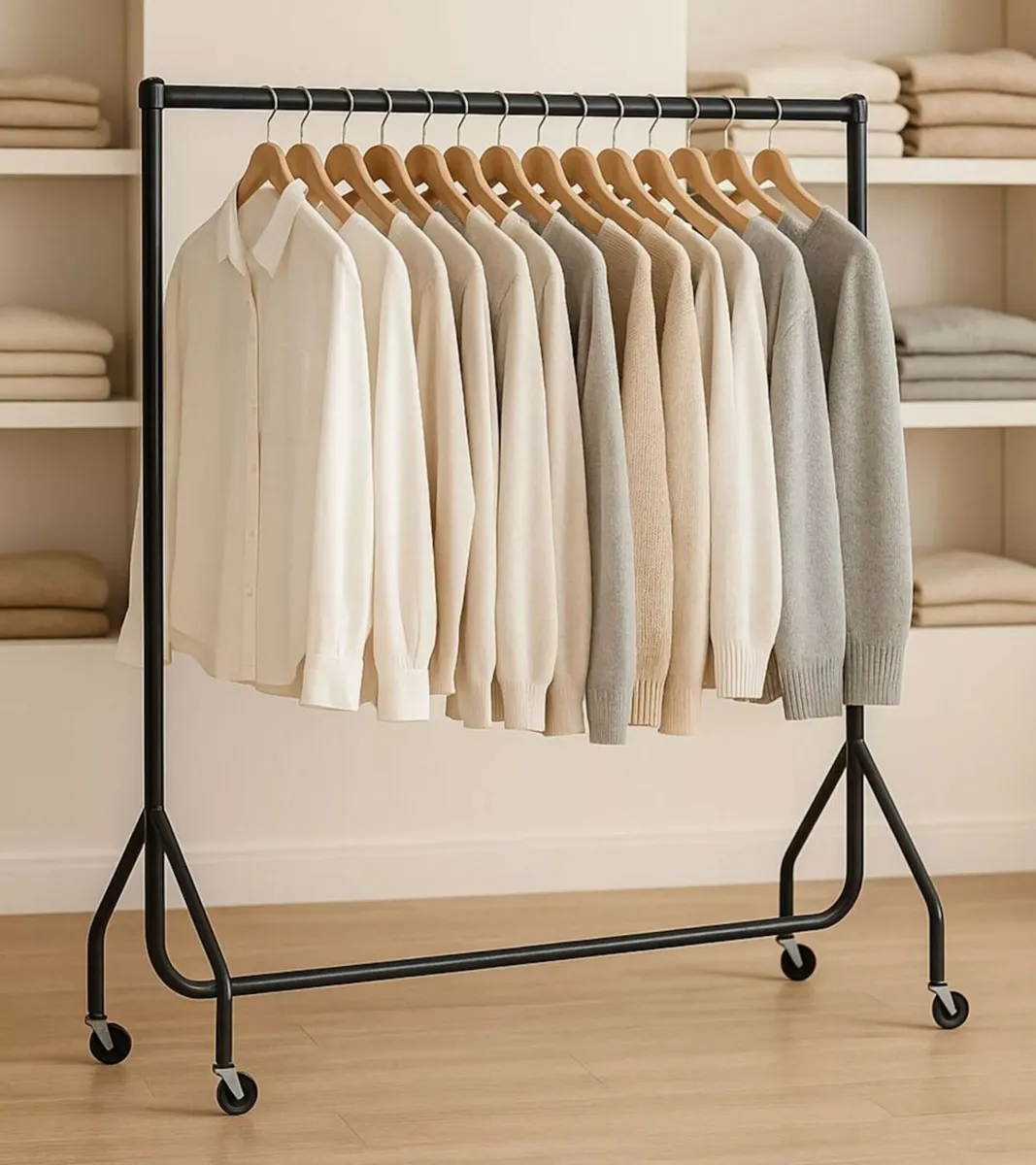 Black clothes rails with wheels 6ft and 4ft - Image 2
