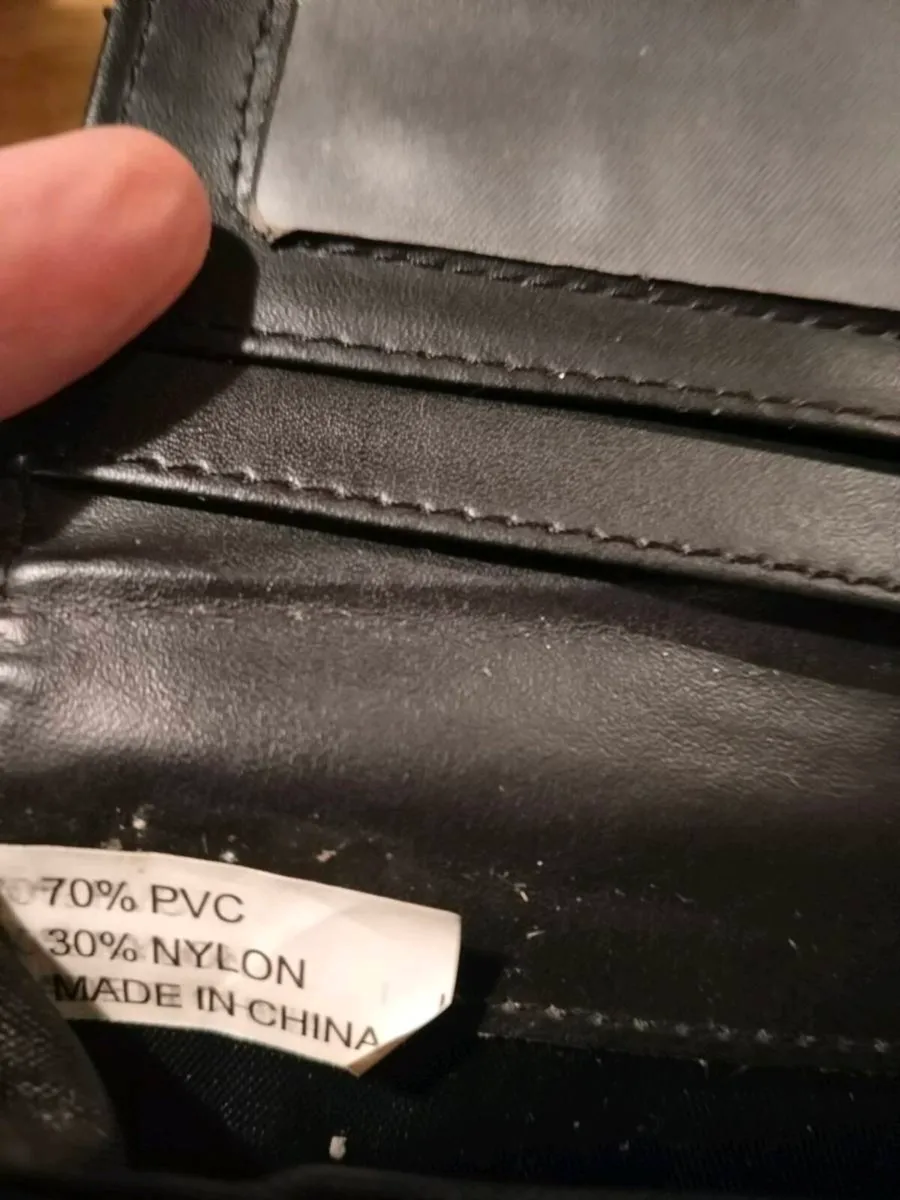 black faux leather wallet featuring three embroide - Image 3