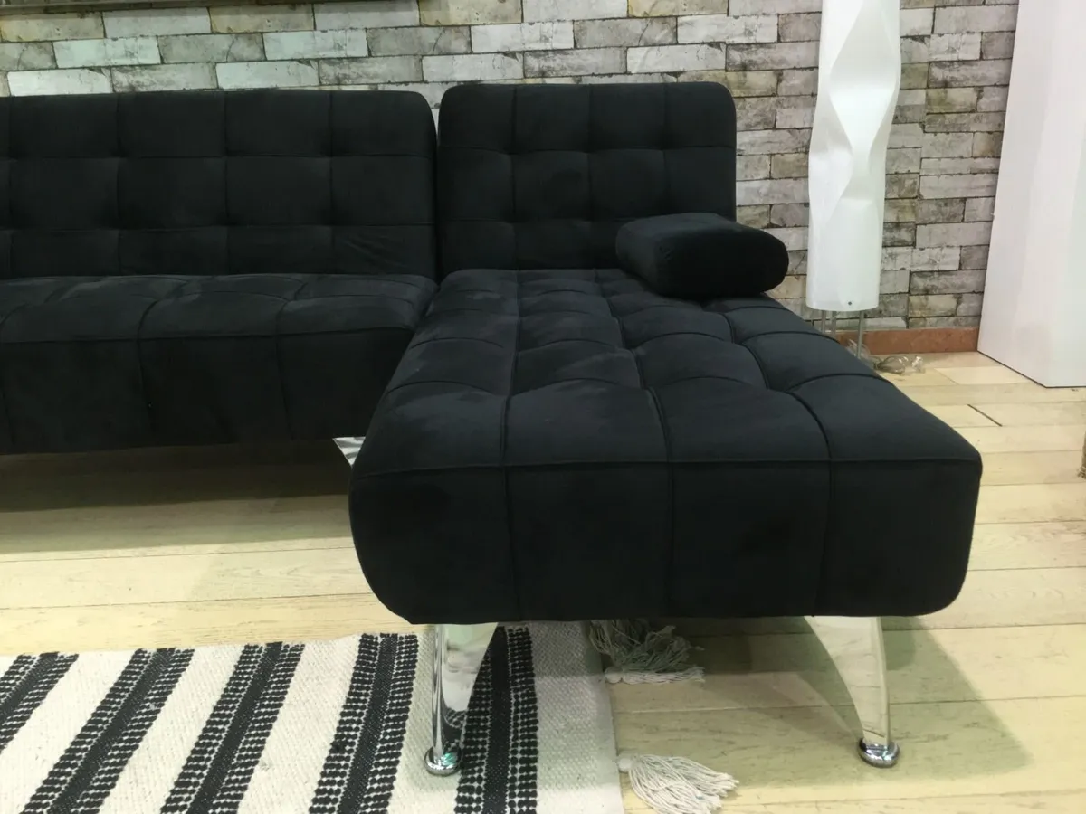 Black Corner Sofa Bed with Chaise Longue, Aroa xs - Image 2