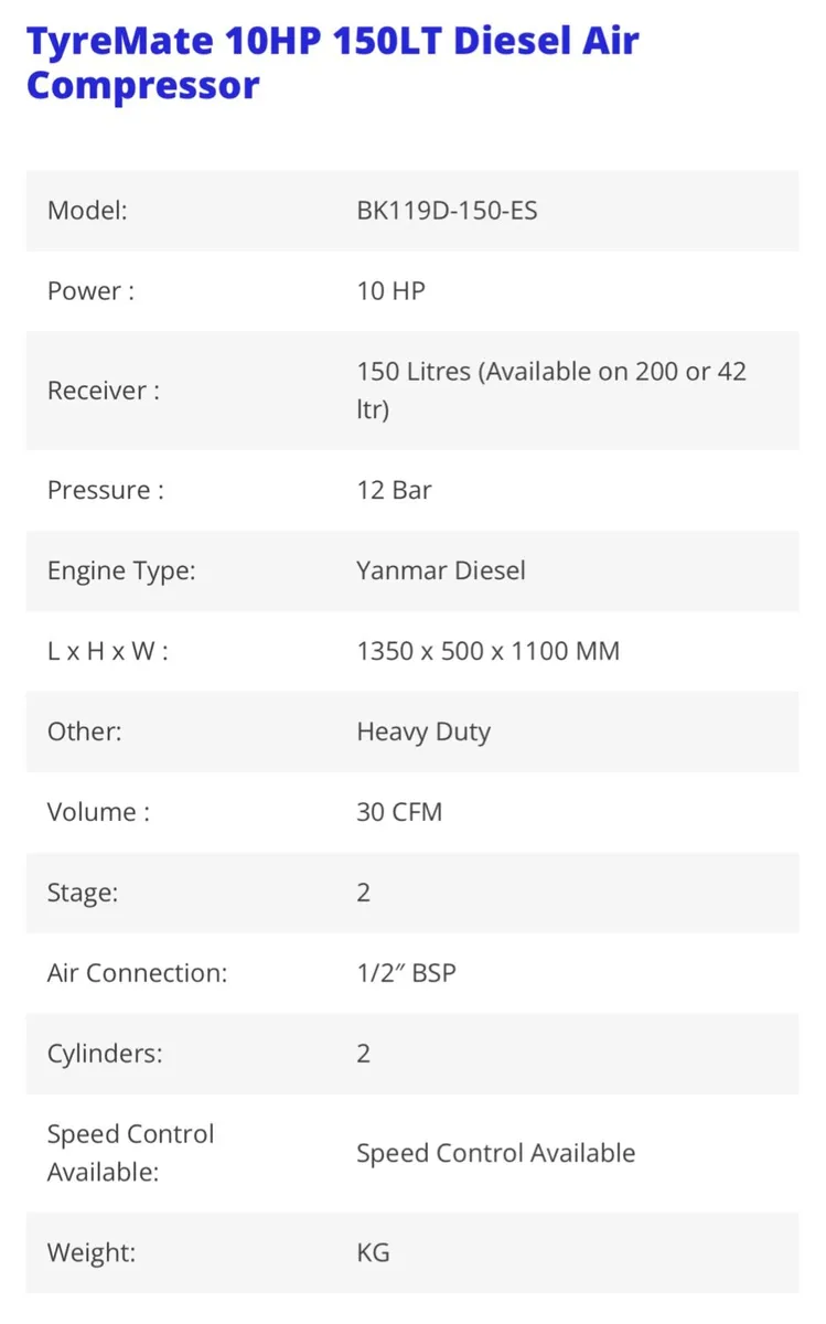 TyreMate Diesel Air Compressor - Image 3