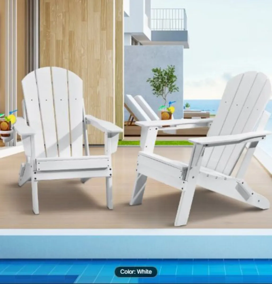 Adirondack Chair Plastic, Set of 2 All-Weather - Image 3