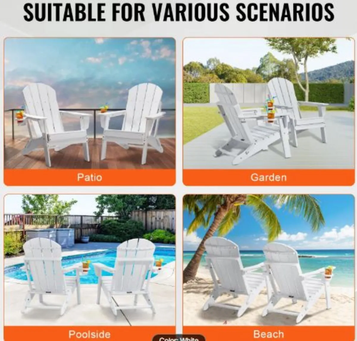 Adirondack Chair Plastic, Set of 2 All-Weather - Image 2
