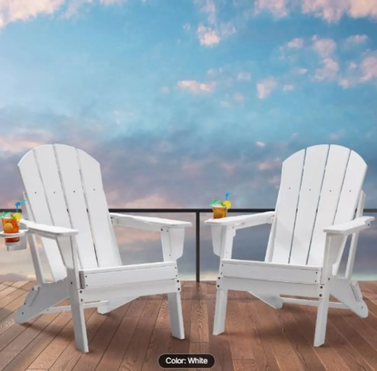 Adirondack Chair Plastic, Set of 2 All-Weather - Image 1