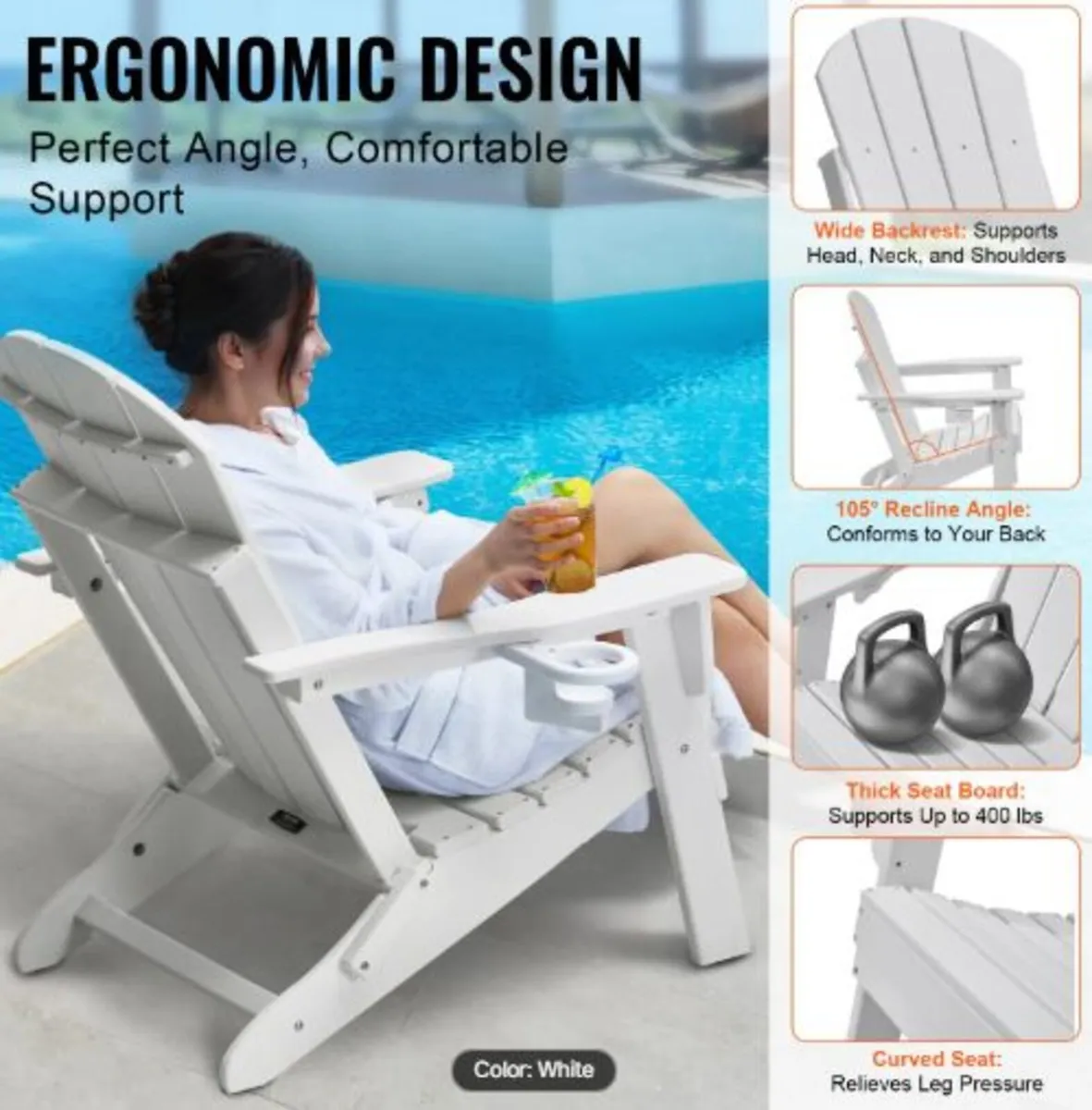 Adirondack Chair Plastic, Set of 2 All-Weather - Image 4