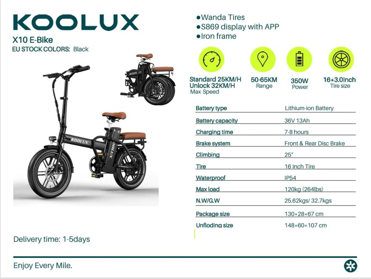 Koolux X10 Folding Bike - Image 2