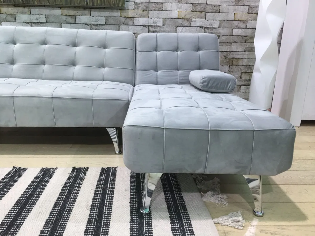 Grey Corner Sofa Bed with Chaise Longue, Aroa xs - Image 3
