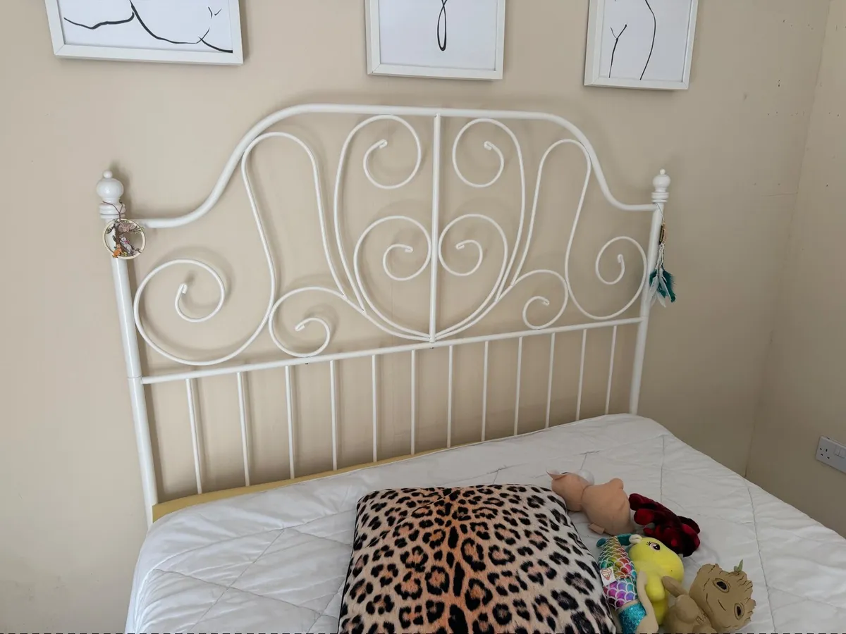 IKEA Leirvik iron double bed frame (white) - Image 3