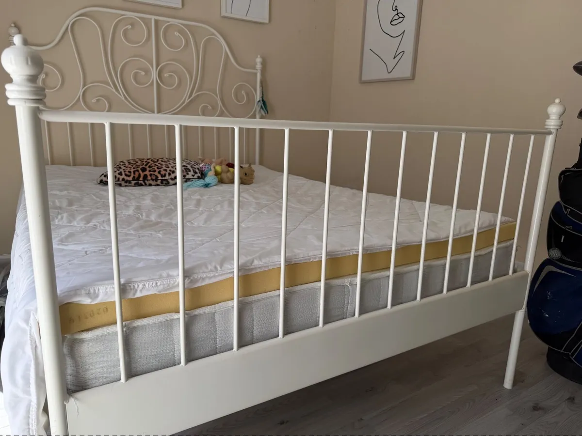 IKEA Leirvik iron double bed frame (white) - Image 4