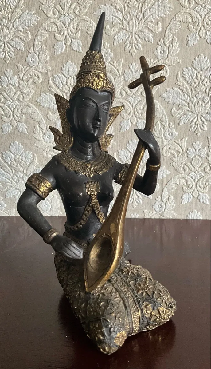 Vintage Gilded Bronze and Dark Patina Statue - Image 3