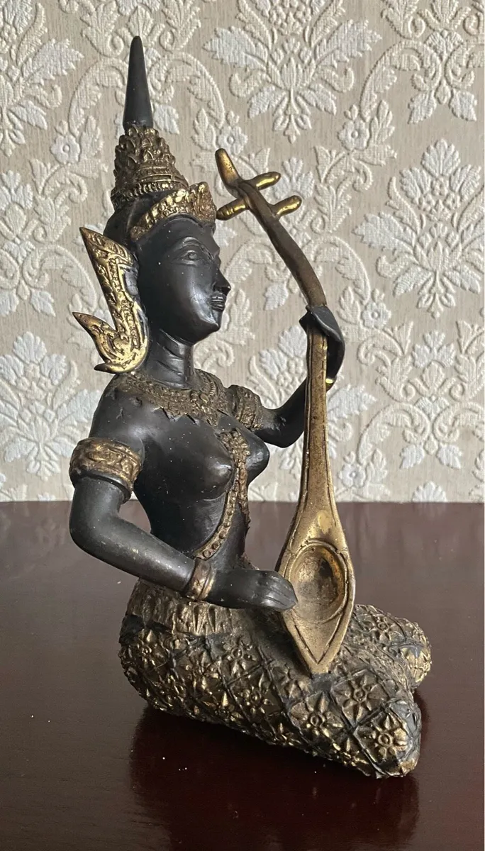 Vintage Gilded Bronze and Dark Patina Statue - Image 4