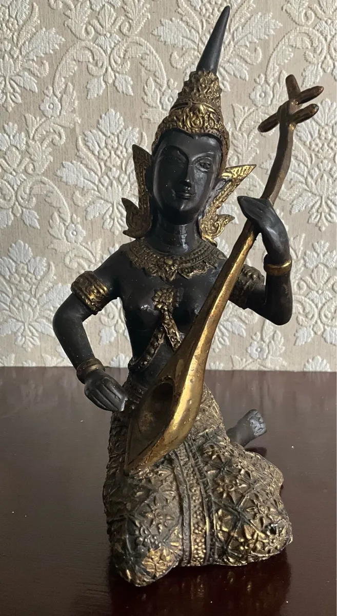 Vintage Gilded Bronze and Dark Patina Statue - Image 1