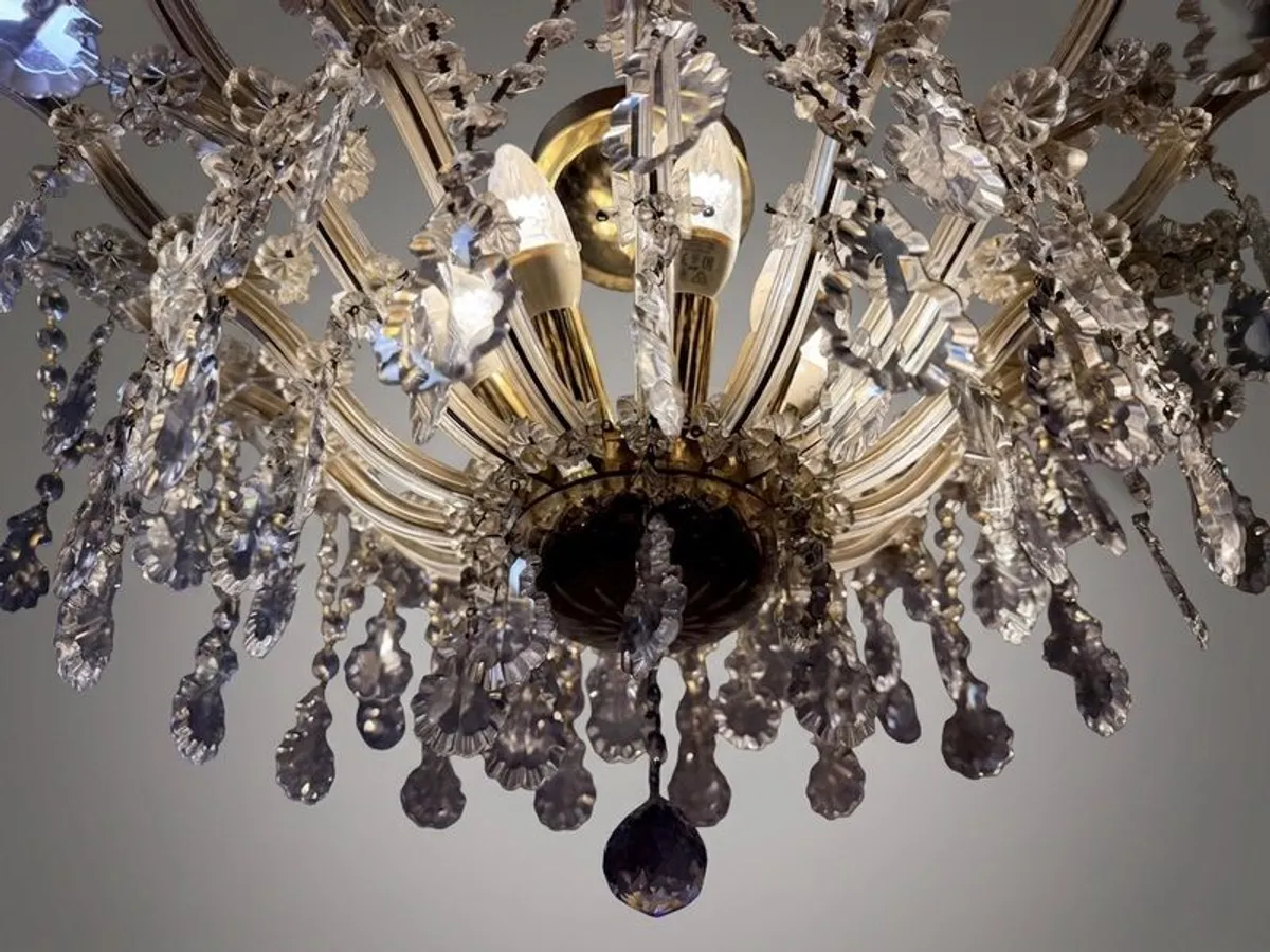 Elegant Marie Theresa Semi Flush Brass & Crystal 8 Light Chandelier - Image 3