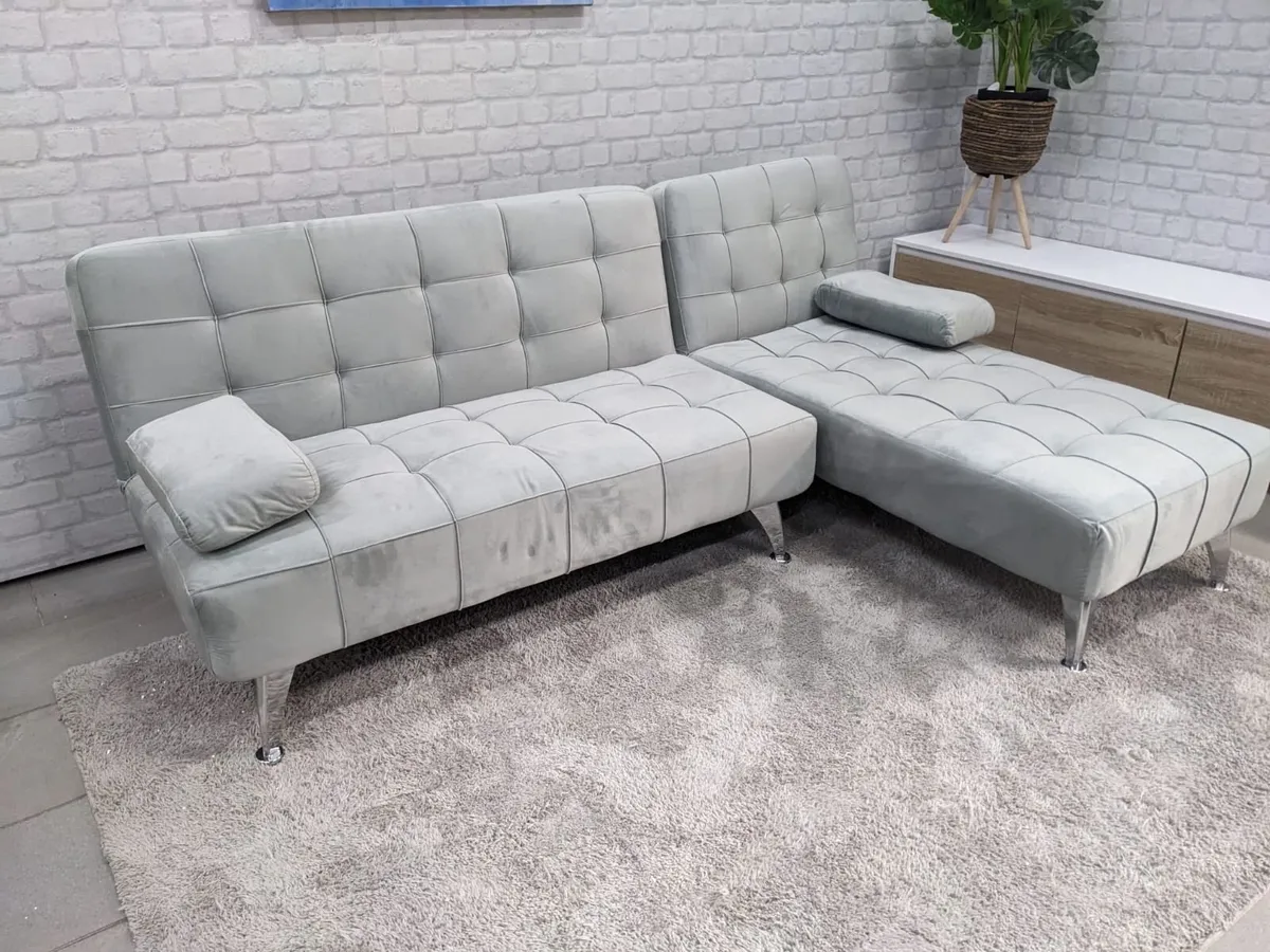 Grey Corner Sofa Bed with Chaise Longue, Aroa xs - Image 2