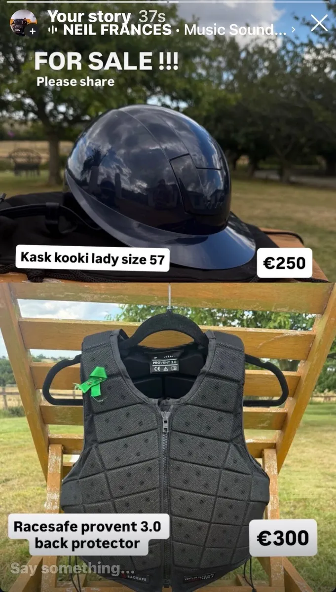 Horse riding helmet and back protector - Image 1