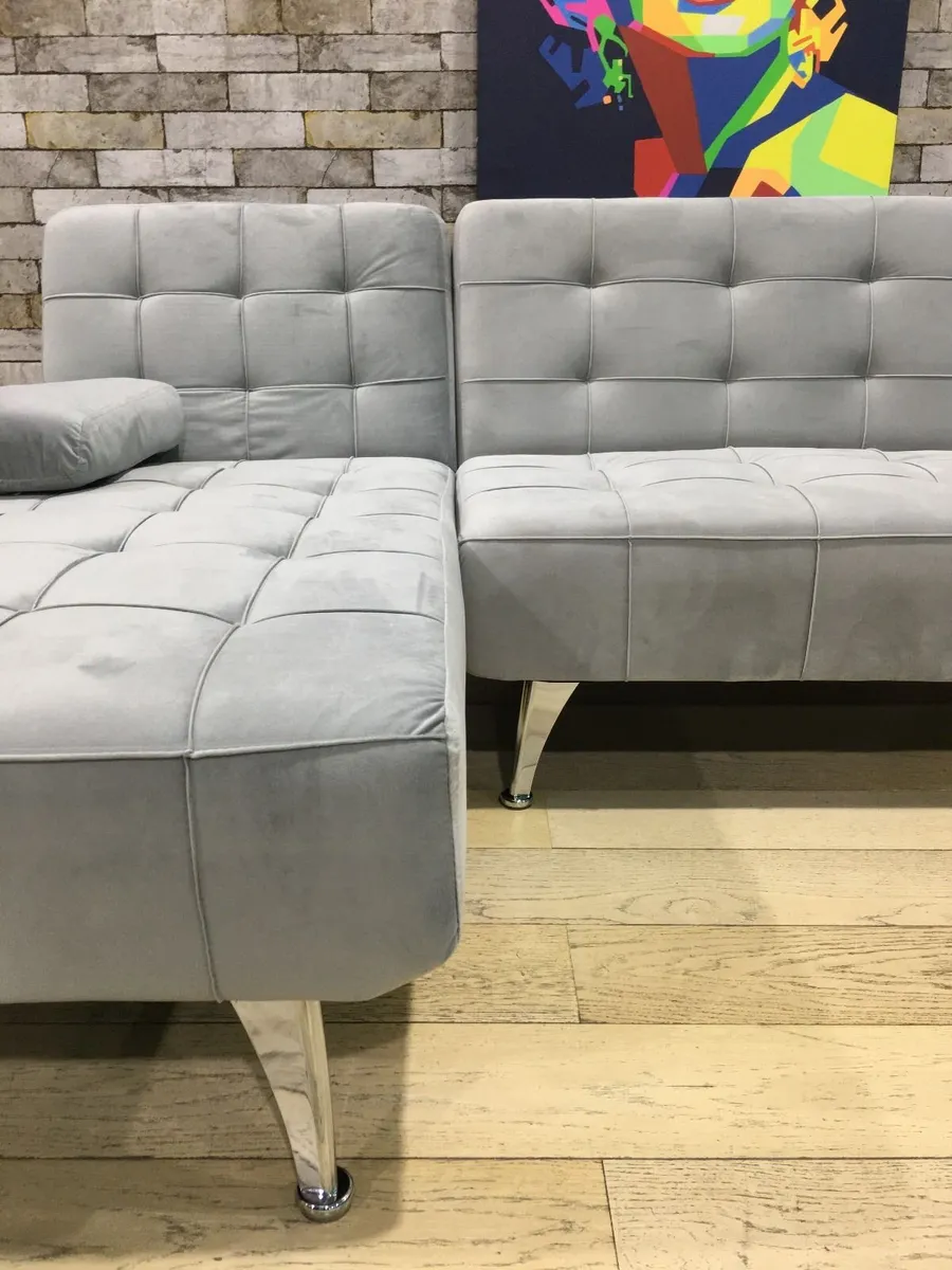 Grey Corner Sofa Bed with Chaise Longue, Aroa xs - Image 2