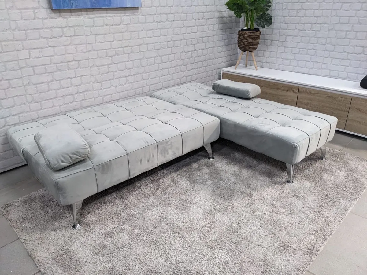 Grey Corner Sofa Bed with Chaise Longue, Aroa xs - Image 4