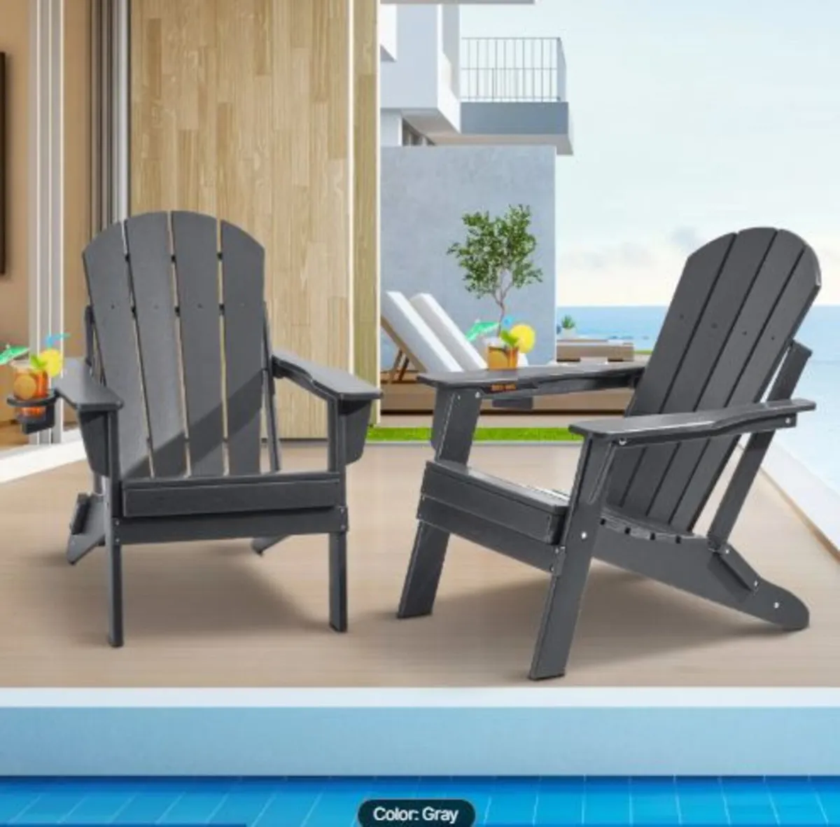 Adirondack Chair Plastic, Set of 2 All-Weather - Image 1