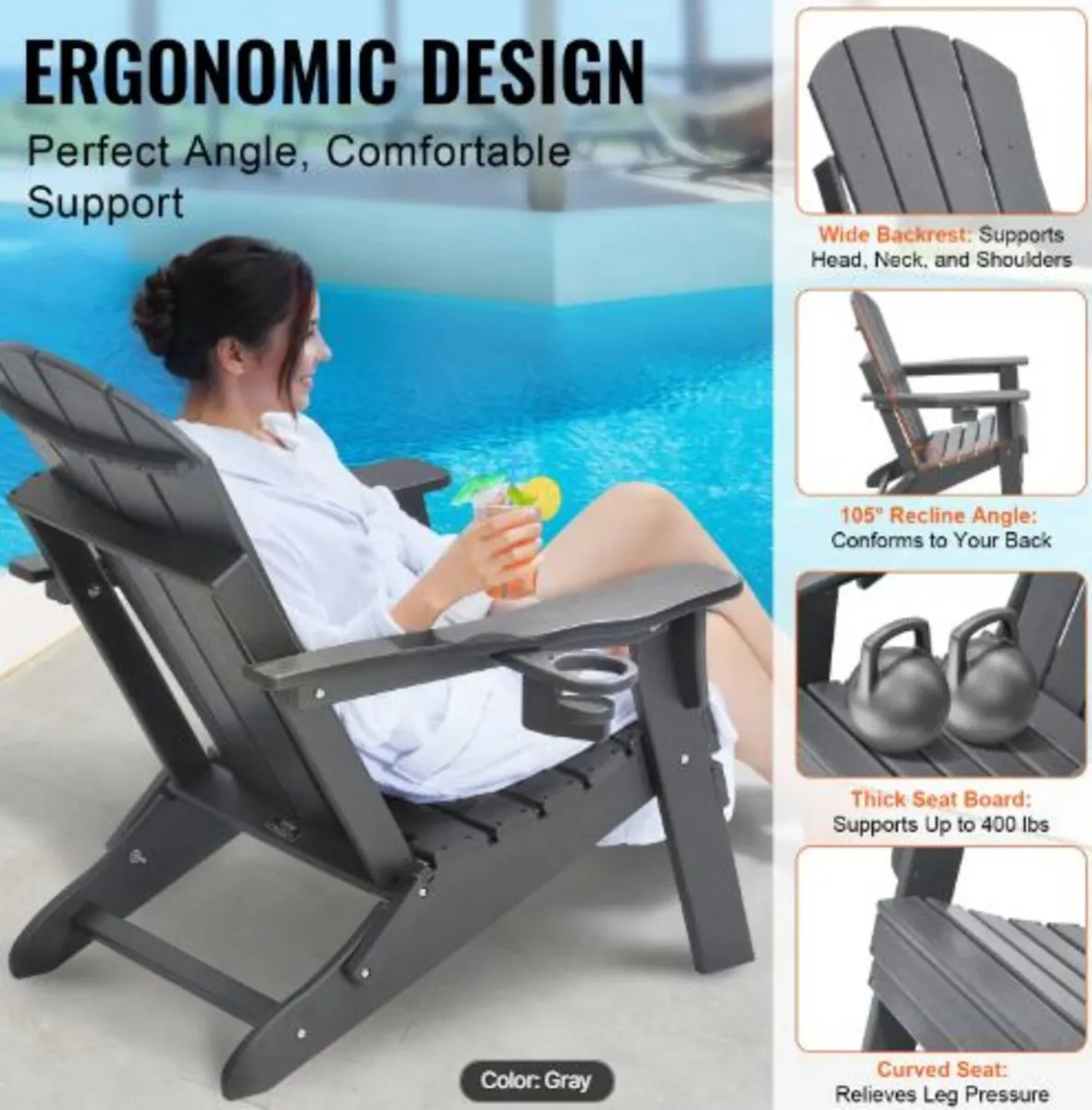 Adirondack Chair Plastic, Set of 2 All-Weather - Image 4
