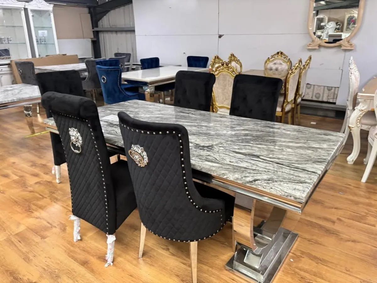 Marble Kitchen Dining Table With Chairs - Image 2