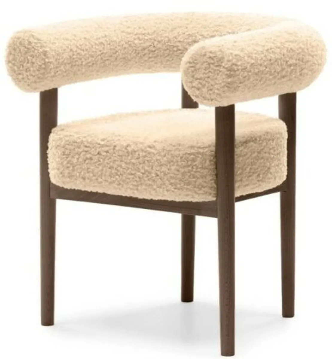 Puffy Boucle Dining Chair Wide Beech Frame - Image 4