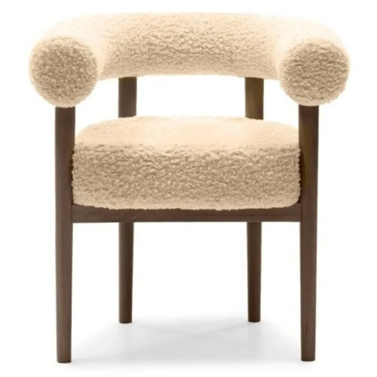 Puffy Boucle Dining Chair Wide Beech Frame - Image 3