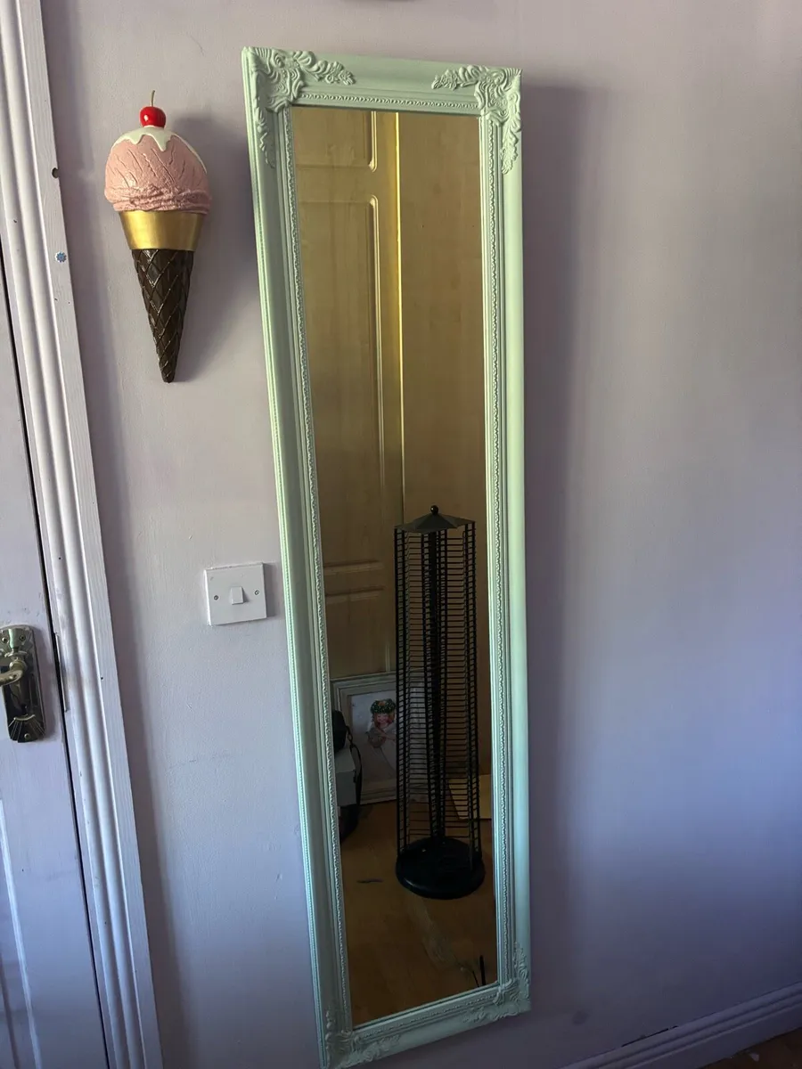 vintage French style mirror, green - Image 1