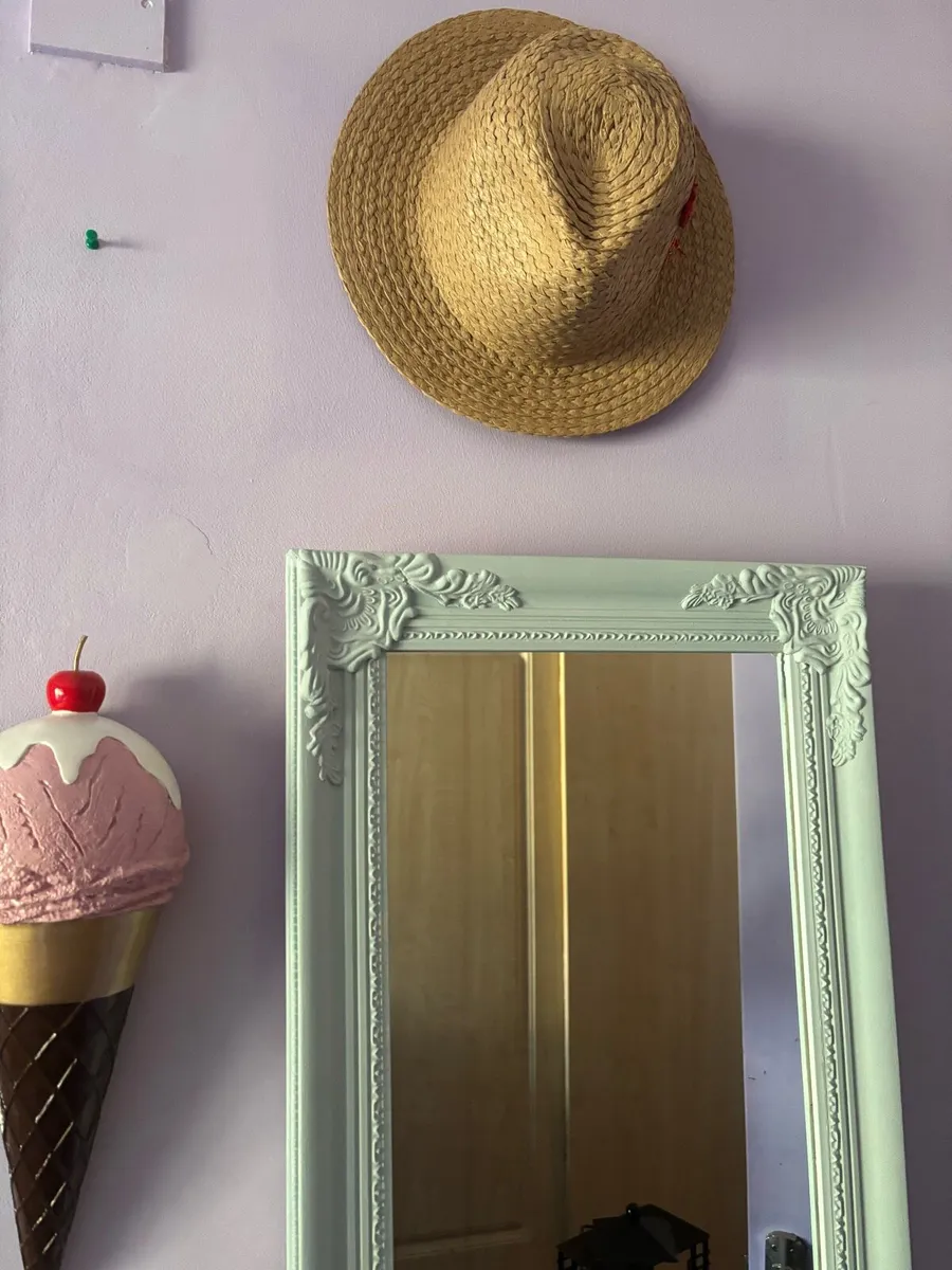 vintage French style mirror, green - Image 3