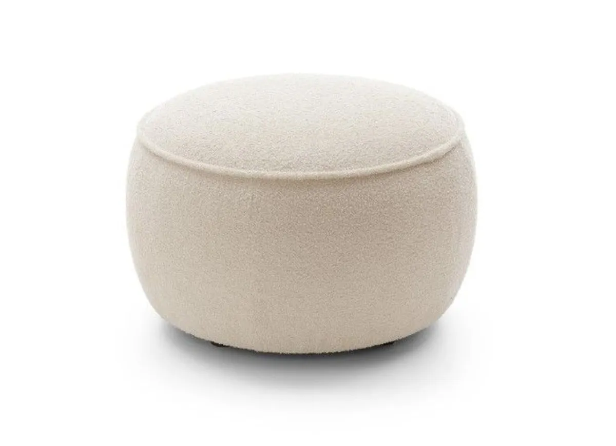 Siena Luxury Round Pouffe 65 cm Boucle Fabric - Image 1