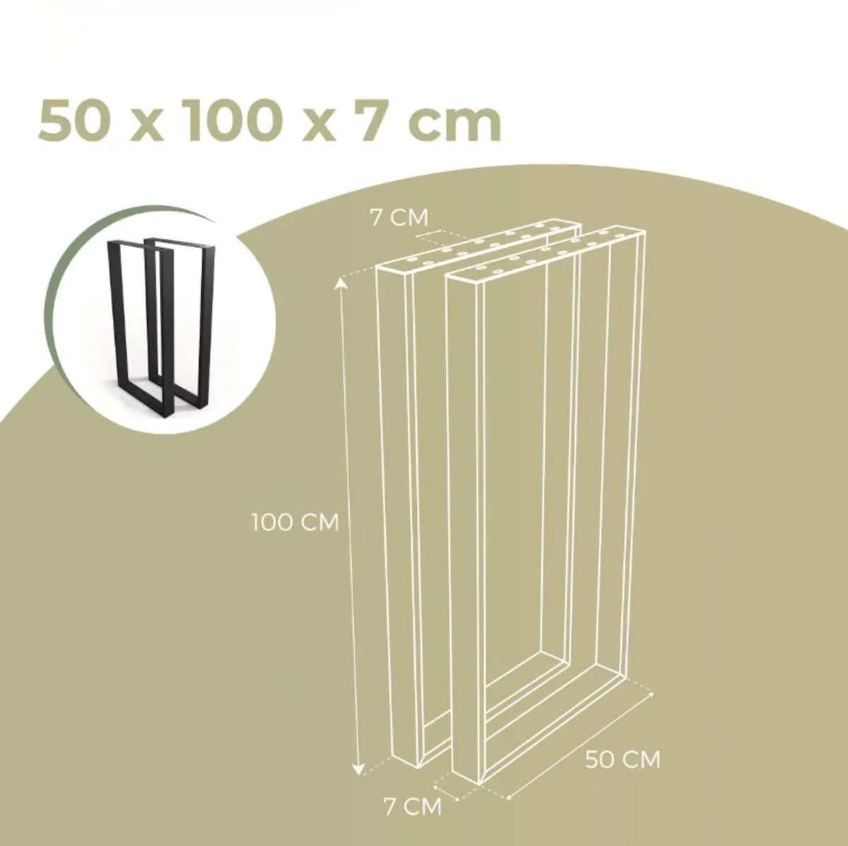 Metal Table Legs Rectangle Loft Style 50×100 set 2 - Image 3