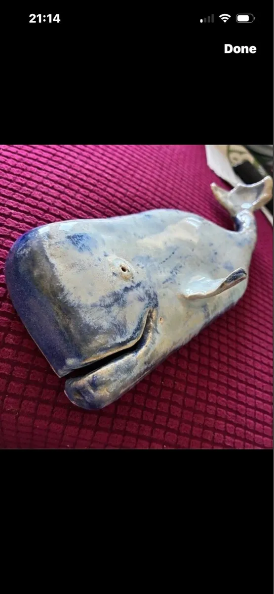 Handmade Whale Ceramic Wall decoration - Image 1