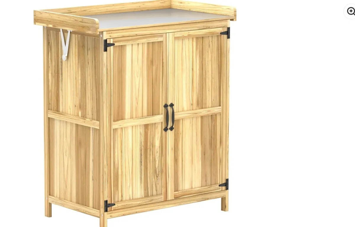 Wooden Garden Storage Cabinet with Stainless Steel - Image 2