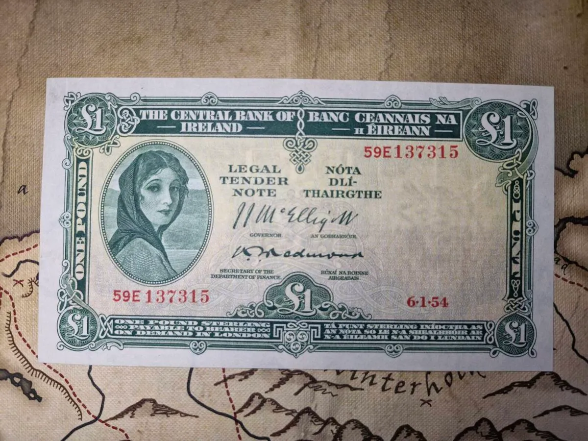 1 Pound Lady Lavery 6/1/54 IRISH NOTE - Image 1