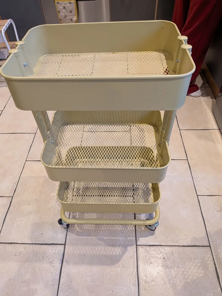 Three tier metal storage trolley IKEA, yellow - Image 1