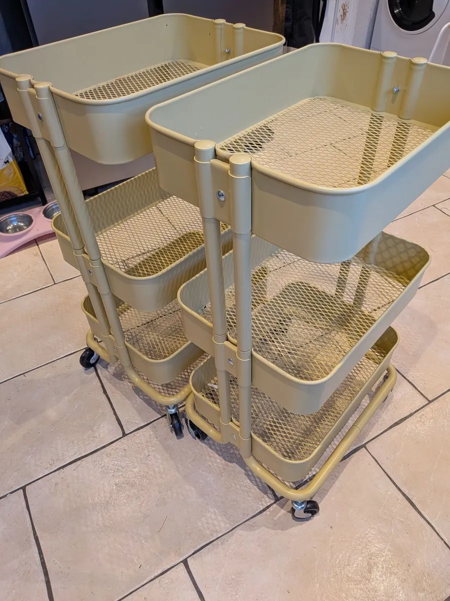 Three tier metal storage trolley IKEA, yellow - Image 3