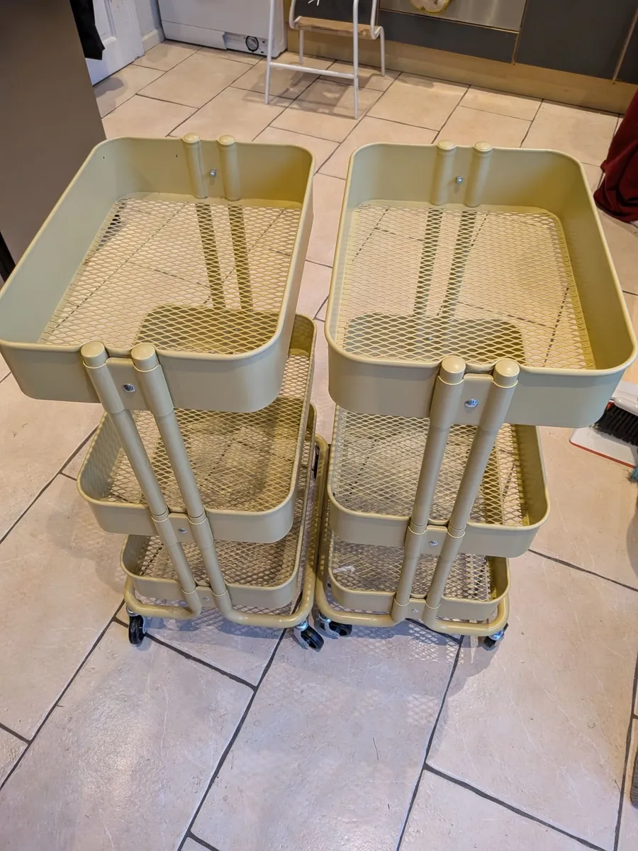 Three tier metal storage trolley IKEA, yellow - Image 2