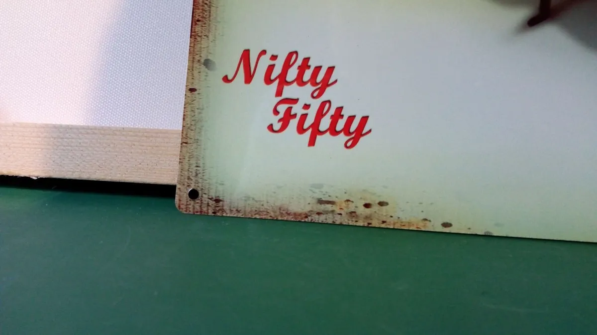 Honda 50 Nifty Fifty rusty tin metal sign - Image 3