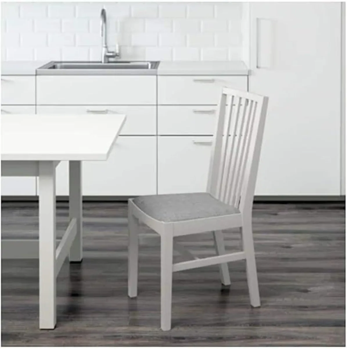 IKEA NORRNÄS Dining Chairs – White / Isunda Grey - Image 2