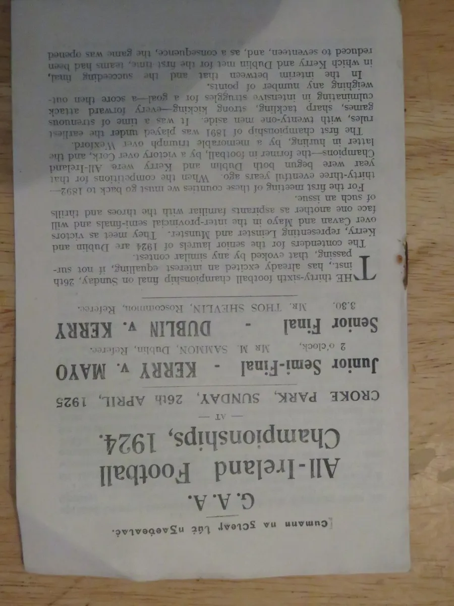 GAA brochure / program   . Kerry V Dublin 1924 - Image 3