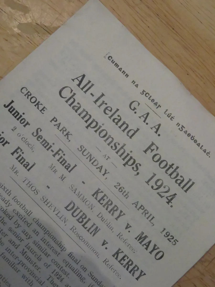 GAA brochure / program   . Kerry V Dublin 1924 - Image 1