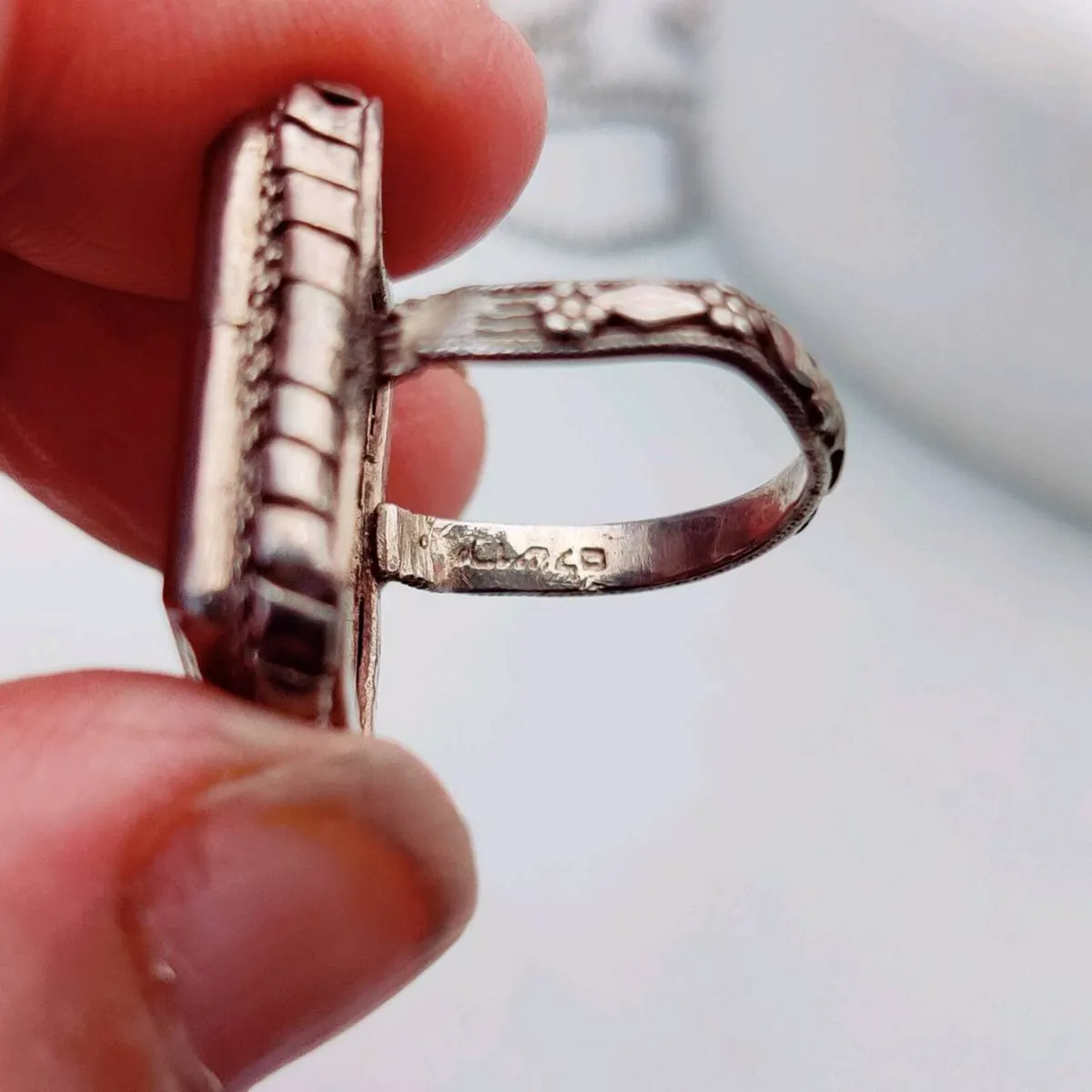 CHUNKY TUDOR OBLONG, 925 Silver RARE Signet Ring ! - Image 4