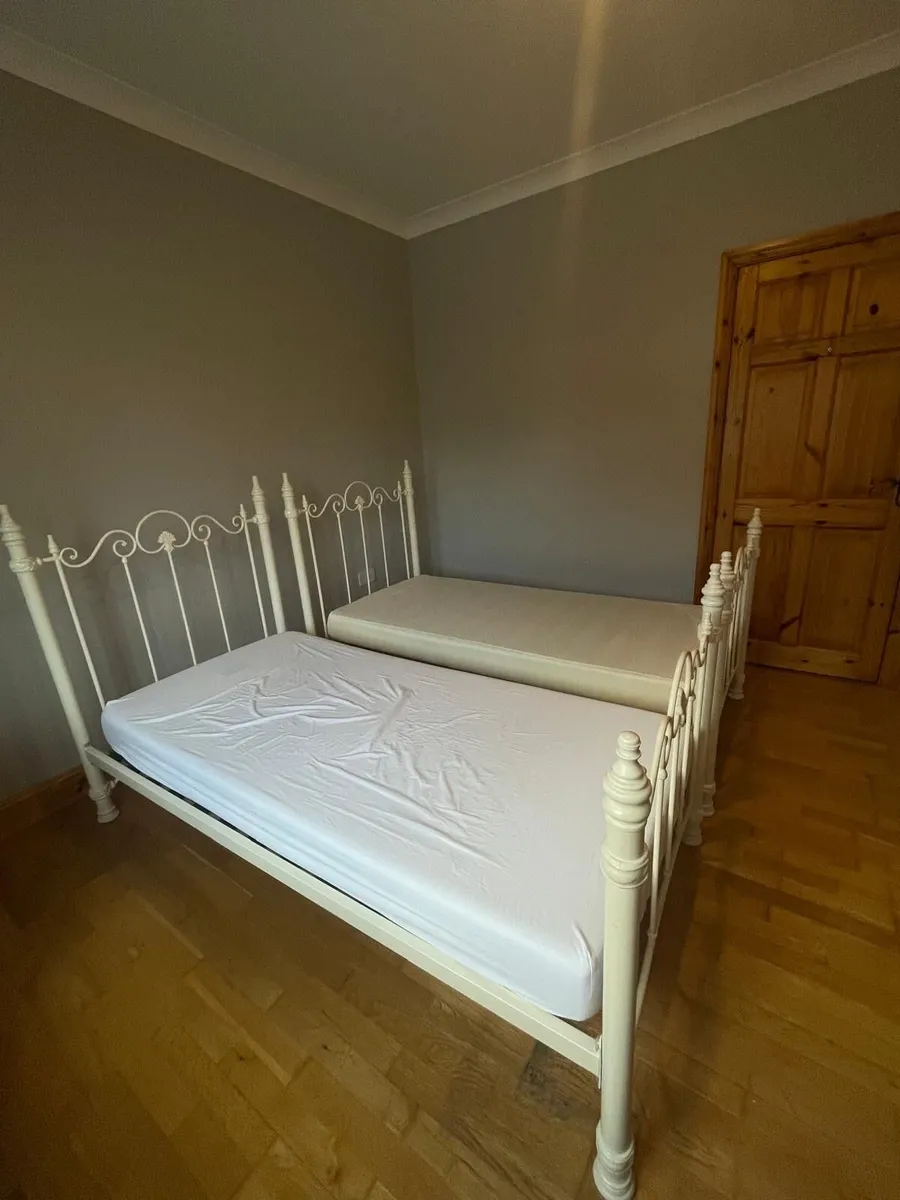 Ivory Metal Framed Single Beds - Image 2