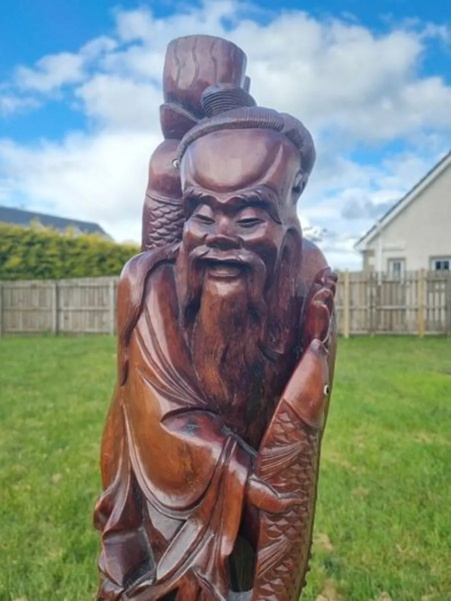Large Chinese Antique Wooden Sculpture - Image 2