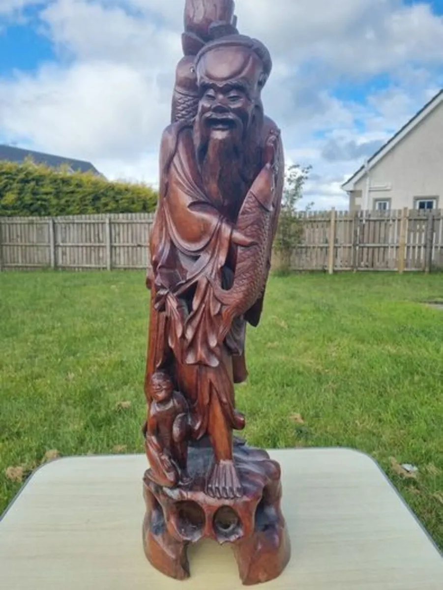 Large Chinese Antique Wooden Sculpture - Image 1