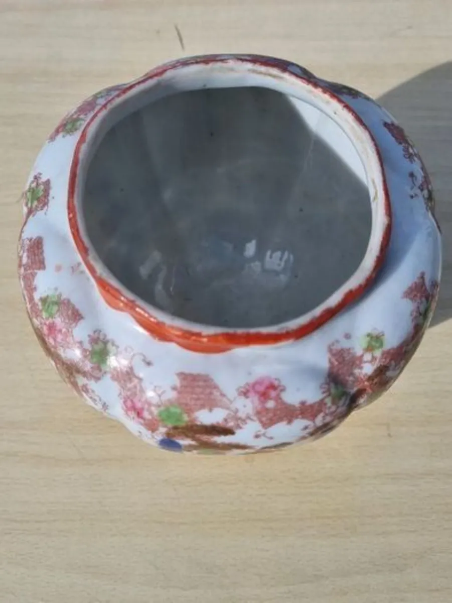 Vintage Japanese 3 Footed Hand Painted Biscuit Jar - Image 3