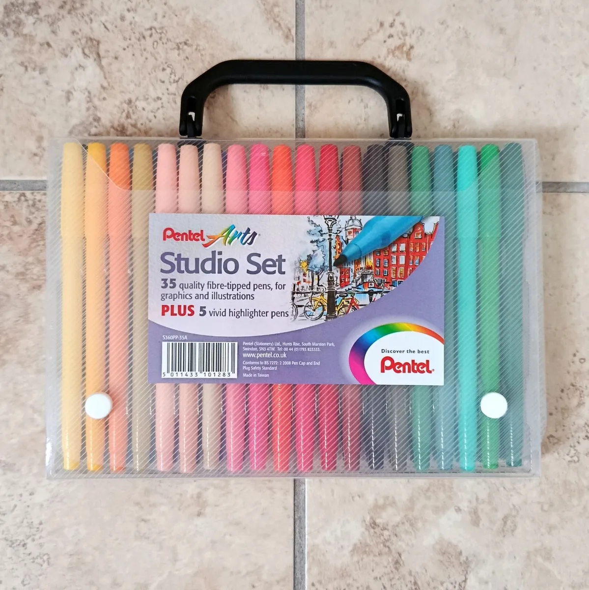 Pentel Arts Studio Set 40 Fibre Tips Highlighters - Image 1