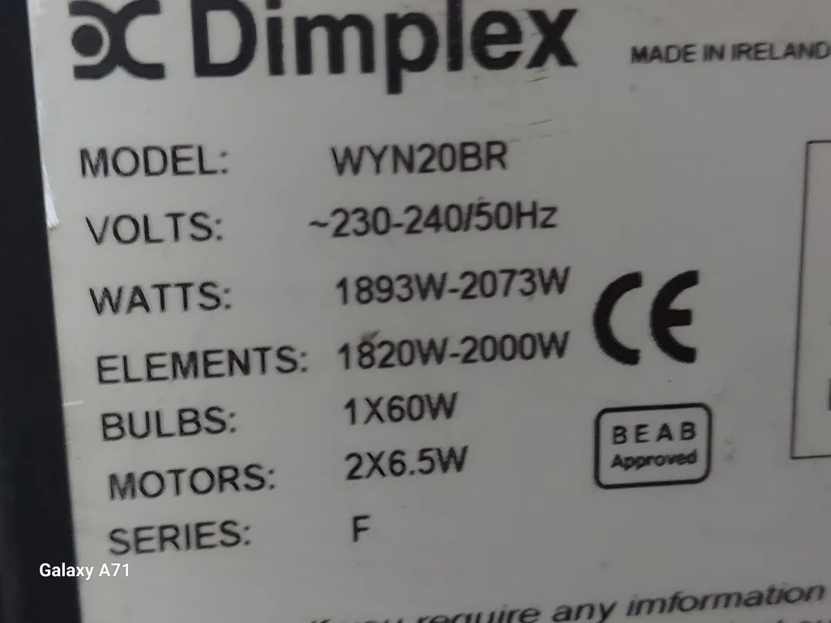 Dimplex Electric Heater Model WYN20BR, in very goo - Image 4