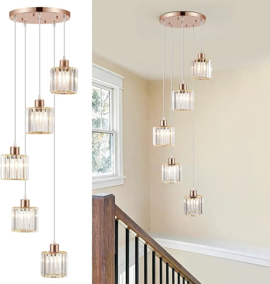 Crystal 3-Light Pendant Ceiling Light Kitchen - Image 1
