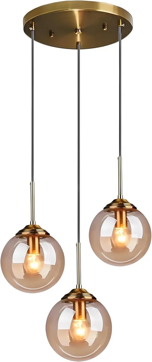 Industrial Vintage 3 Way Pendant Light with Brass - Image 1