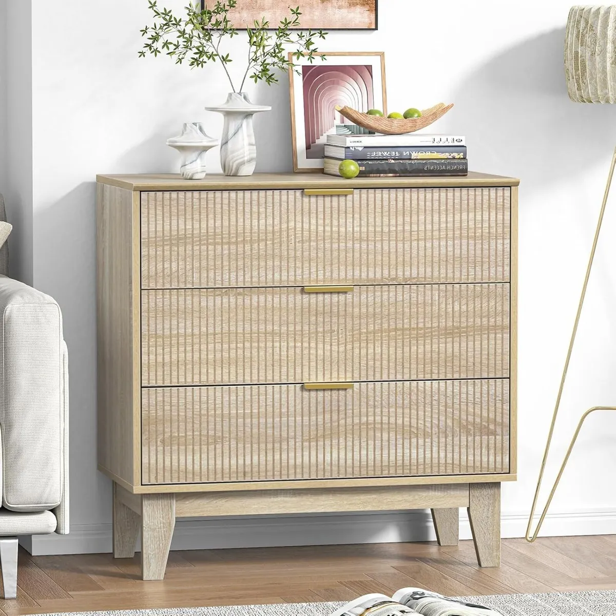 Bedroom Chest of 3 Drawers Wooden Closet Dressers - Image 4